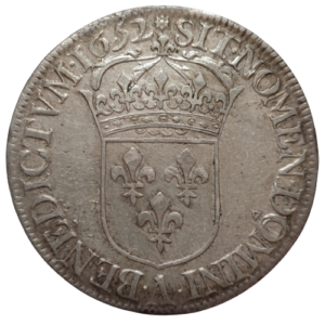 Louis XIV, écu à la mèche longue 1652 Paris