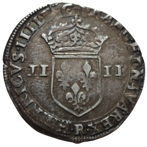 Henri IV, quart d’écu, écu de face, 4ème type 1603 Saint André de Villeneuve-lès-Avignon