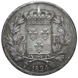 Louis XVIII, 2 francs	1824 Lille