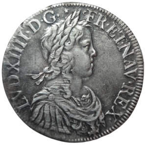 Louis XIV, écu à la mèche longue 1652 Troyes