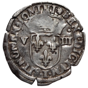 Henri III, huitième d’écu à la croix de face 1589 Nantes