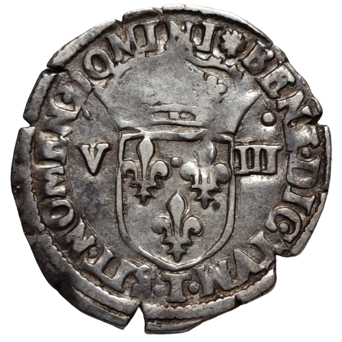 Henri III, huitième d'écu à la croix de face 1589 Nantes