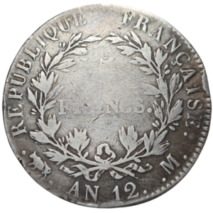 Napoléon 1er, 5 francs, type intermédiaire AN 12 Toulouse