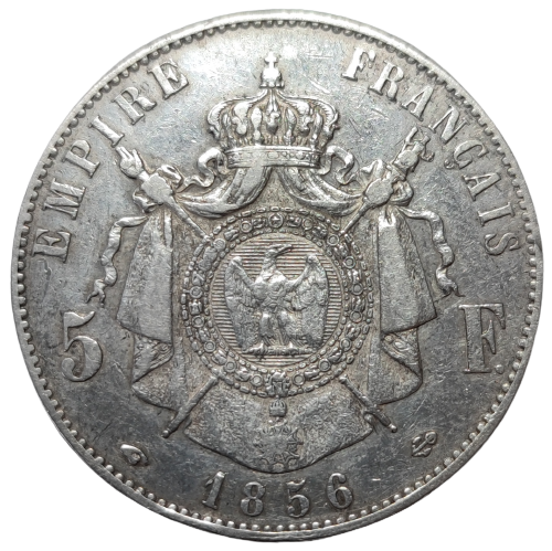 Napoléon III, 5 francs, tête nue 1856 Paris