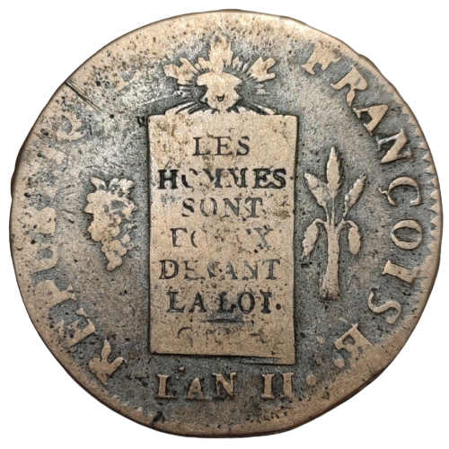 Convention, 2 sols aux balances 1793 Arras