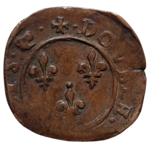 Henri III, double tournois au col fraisé, variété non daté Amiens