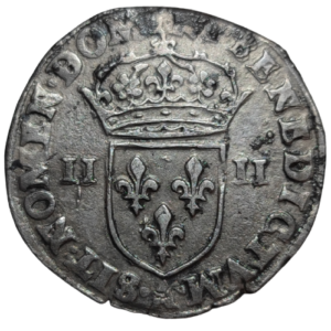 Henri III, quart d’écu à la croix de face 1589 Paris