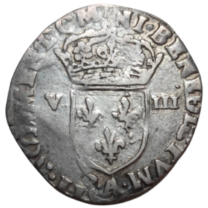 Henri III, huitième d&rsquo;écu à la croix de face 1589 Paris