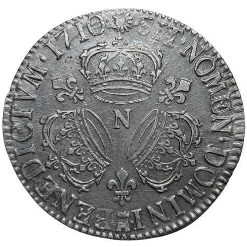 Louis XIV, écu aux trois couronnes 1710 Montpellier