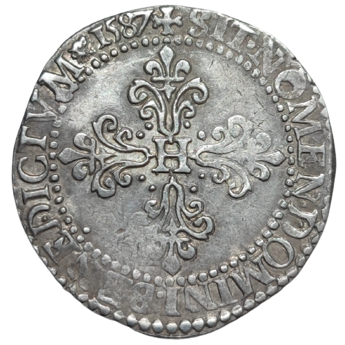 Henri III, demi-franc au col plat 1587 Paris