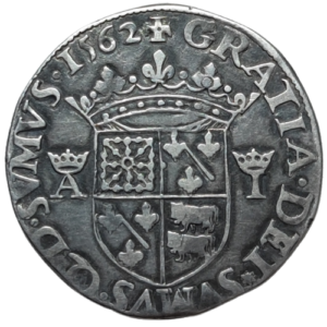Royaume de Navarre / Béarn, Antoine de Bourbon et Jeanne d&rsquo;Albret, demi-teston 1562 Pau