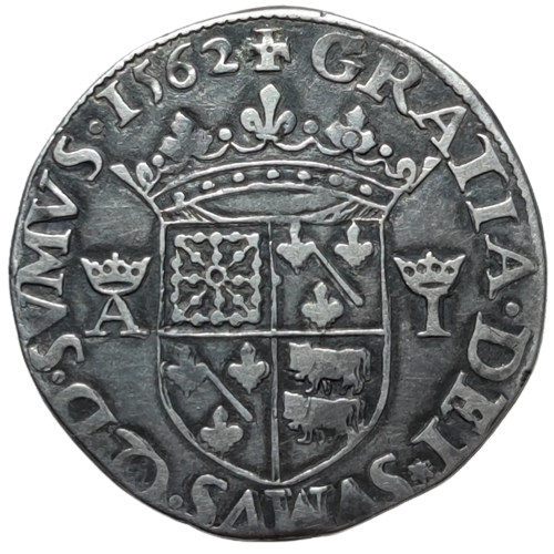 Royaume de Navarre / Béarn, Antoine de Bourbon et Jeanne d'Albret, demi-teston 1562 Pau