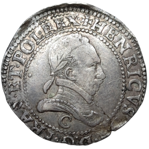 Henri III, demi-franc au col plat 1587 Saint-Lô
