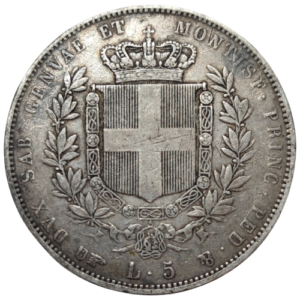 Royaume de Sardaigne, Victor Emmanuel II, 5 lire	1850 Turin