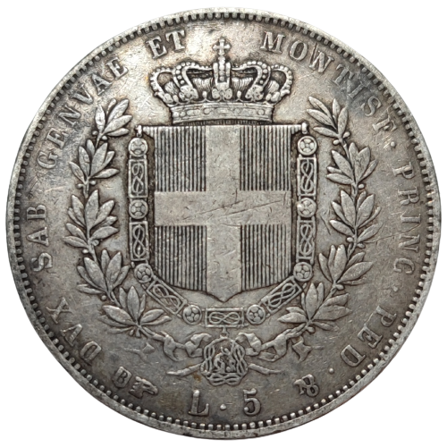 Royaume de Sardaigne, Victor Emmanuel II, 5 lire 1850 Turin