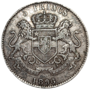 Belgique / Etat indépendant du Congo, Léopold II, 5 francs 1896 Bruxelles
