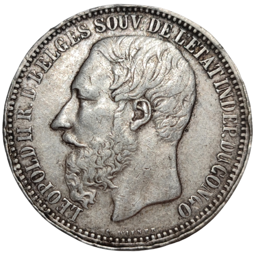 Belgique / Etat indépendant du Congo, Léopold II, 5 francs 1896 Bruxelles