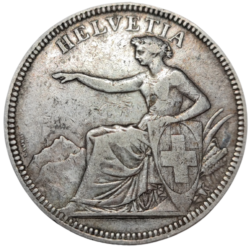 Suisse, 5 francs Helvetia assise 1874 Bruxelles