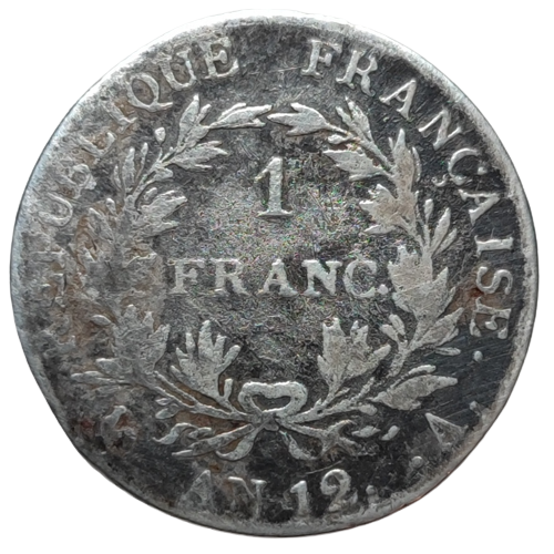 Napoléon 1er, 1 franc Napoléon empereur, calendrier révolutionnaire An 12 Paris