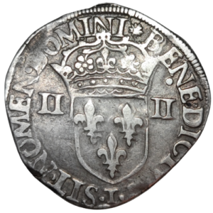 Henri III, quart d&rsquo;écu à la croix de face 1583 Nantes