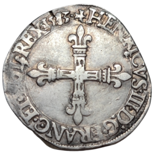 Henri III, quart d’écu à la croix de face 1583 Nantes