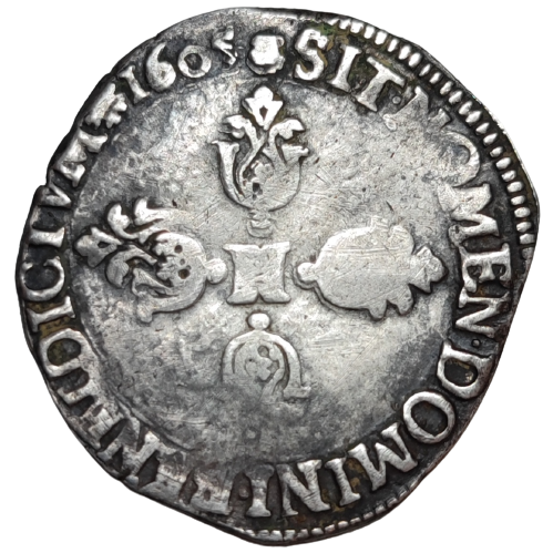 Henri IV, demi-franc, buste lauré à droite 1605 Toulouse