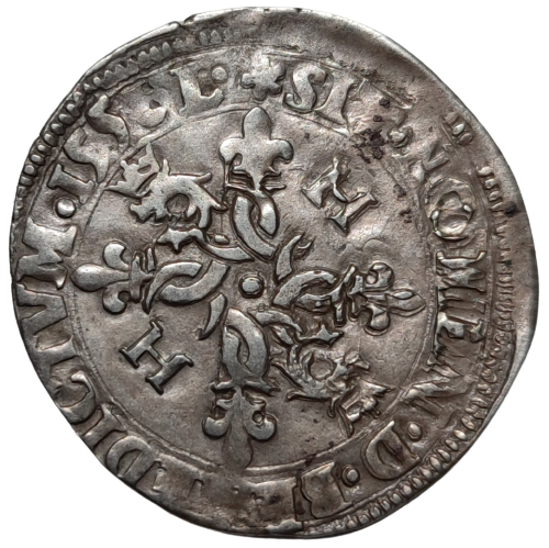 Henri II, douzain du Dauphiné aux croissants, 2ème type, variété aux "2" inversés avers/revers 1552 Grenoble