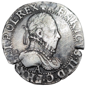 Henri III, demi-franc au col gaufré 1577 Paris