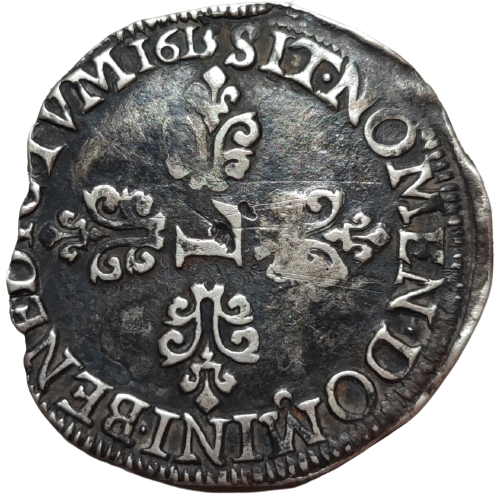Louis XIII, demi-franc, tête nue au col fraisé 1615 Rennes