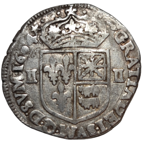 Henri IV, quart d'écu du Béarn à la croix de face 1604 Morlaàs