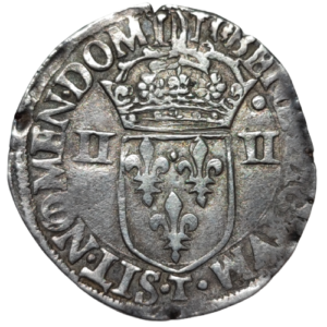 Henri III, quart d&rsquo;écu à la croix de face 1586 Nantes