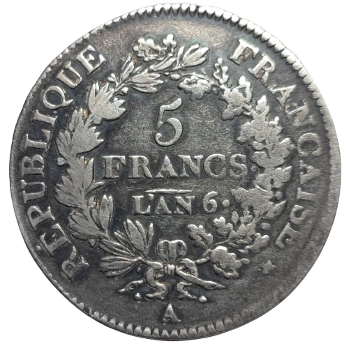 Directoire, 5 francs union et force an 6 Paris