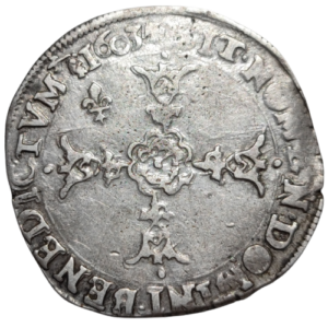 Henri IV, quart d’écu, écu de face, 4ème type, avec lys 1603 Saint André de Villeneuve-lès-Avignon