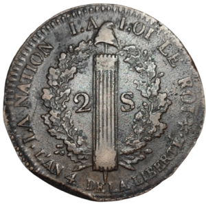 Constitution, 2 sols type Français 1792 Strasbourg