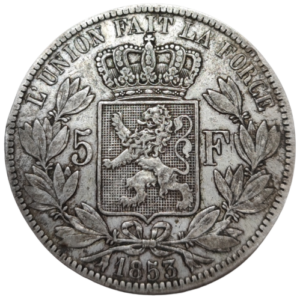 Léopold 1er, 5 francs 1853 Bruxelles