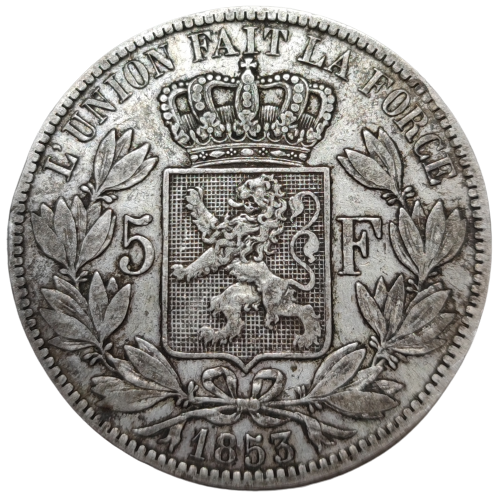 Léopold 1er, 5 francs 1853 Bruxelles