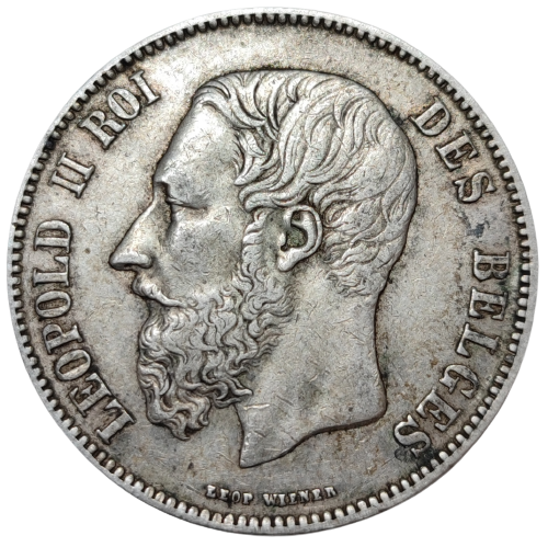 Léopold II, 5 francs 1869 Bruxelles