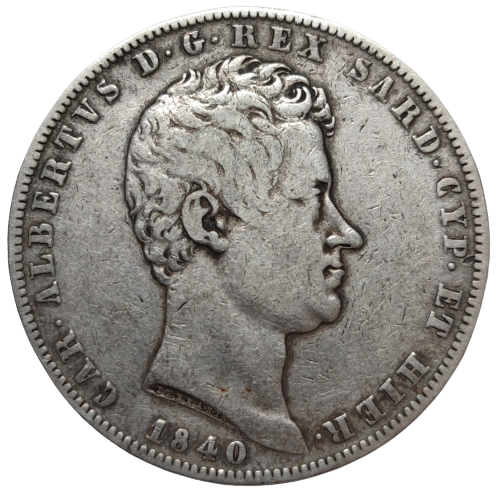 Royaume de Sardaigne, Charles-Albert, 5 lire 1840 Gênes