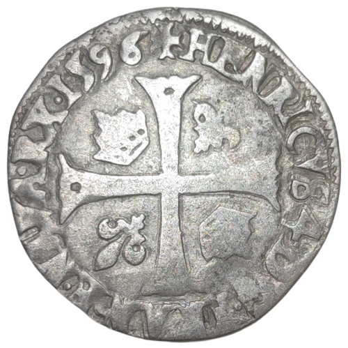Henri IV, douzain aux 2 H, 3ème type à la croix de face 1596 Bayonne