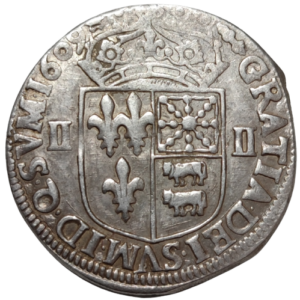 Henri IV, quart d&rsquo;écu du Béarn à la croix de face 1609 Morlaàs