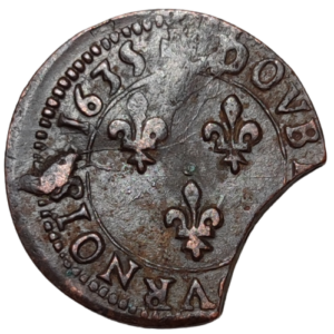 Louis XIII, double tournois de Navarre, clippé 1635 Saint-Palais