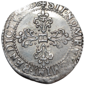 Henri III, demi-franc au col plat 1587 Riom