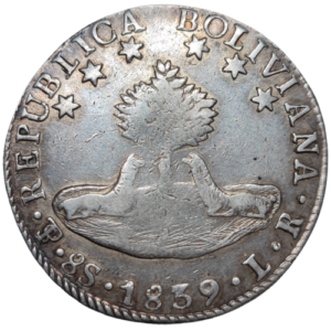 République Bolivienne, 8 soles LR 1839 Potosi