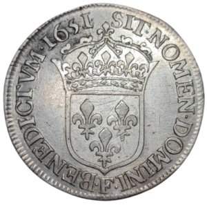 Louis XIV, demi-écu à la mèche longue 1651 Angers