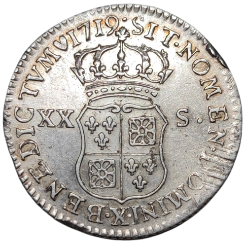 Louis XV, 1/6 d'écu ou 20 sols de France Navarre 1719 Amiens