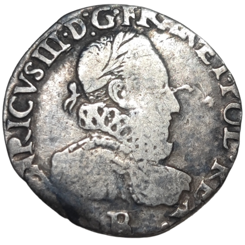 Henri III, demi-teston, 3ème type au col fraisé 1575 Rouen