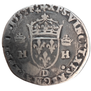 Henri II, demi-teston à la tête couronnée 1552 Lyon