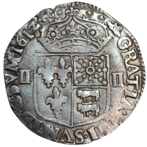 Louis XIII, quart d'écu du Béarn à la croix de face 1612 Morlaàs