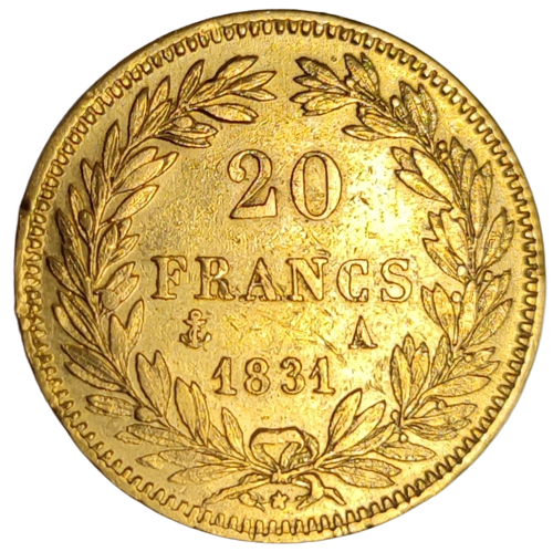 Louis-Philippe 1er, 20 francs, Tiolier, tranche en creux 1831 Paris