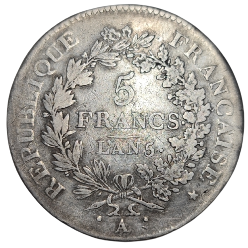 Directoire, 5 francs union et force An 5 Paris